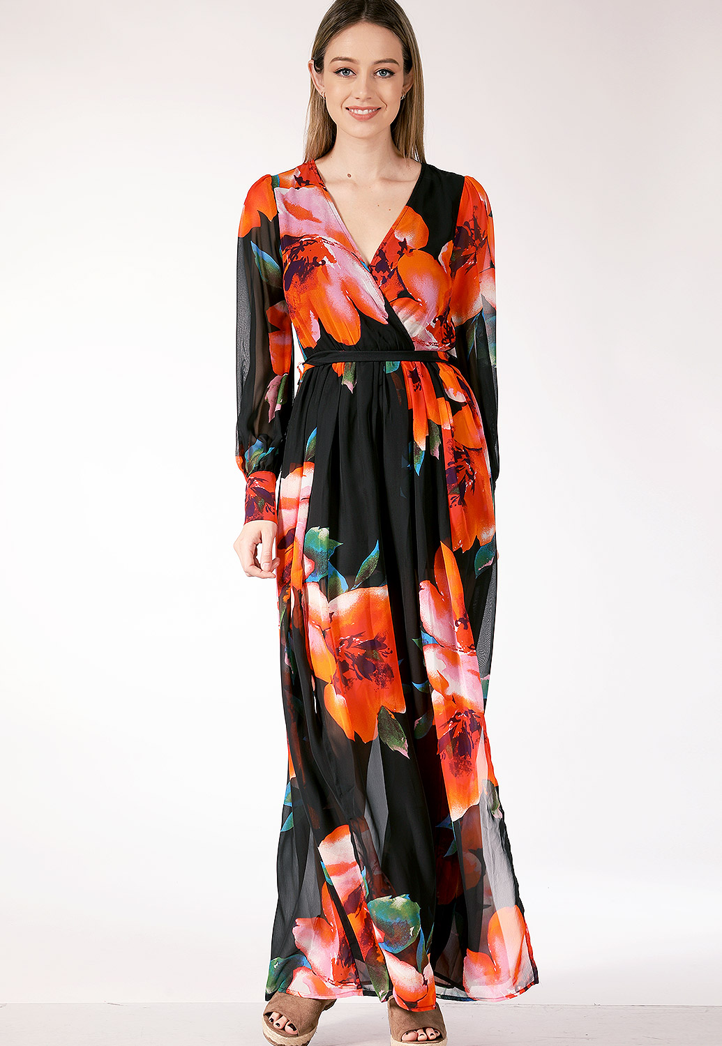 Floral M-Slit Maxi Dress