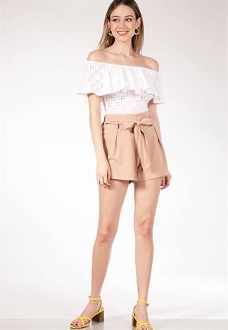High-Waisted Tie-Front Shorts 