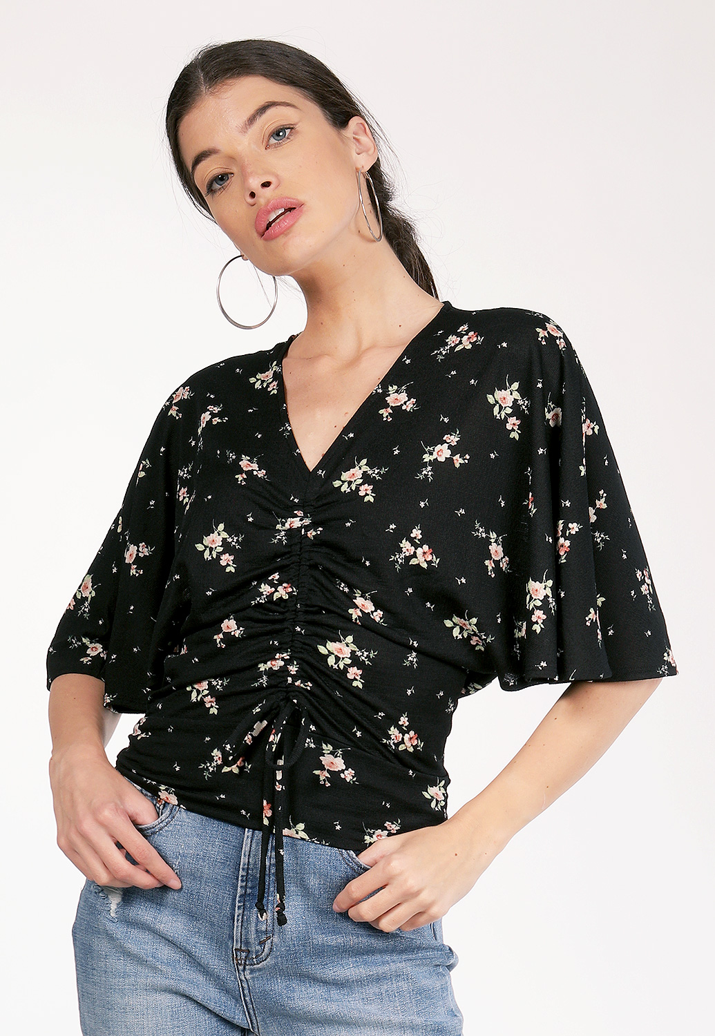 Floral Ruched Detail Top