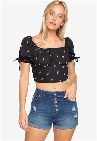 Palm Tree Print Off The Shoulder Top