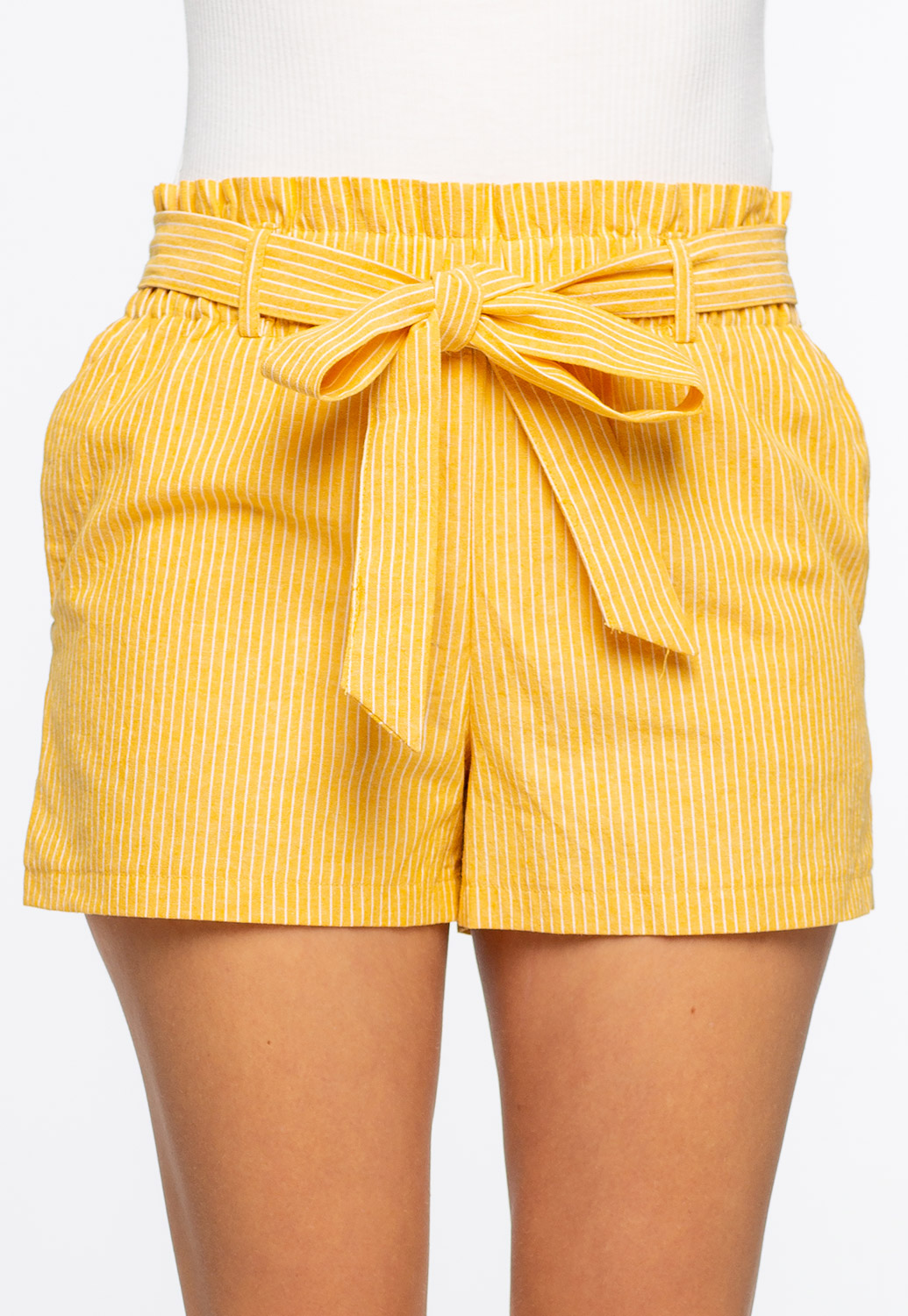 Tie Front Striped Shorts