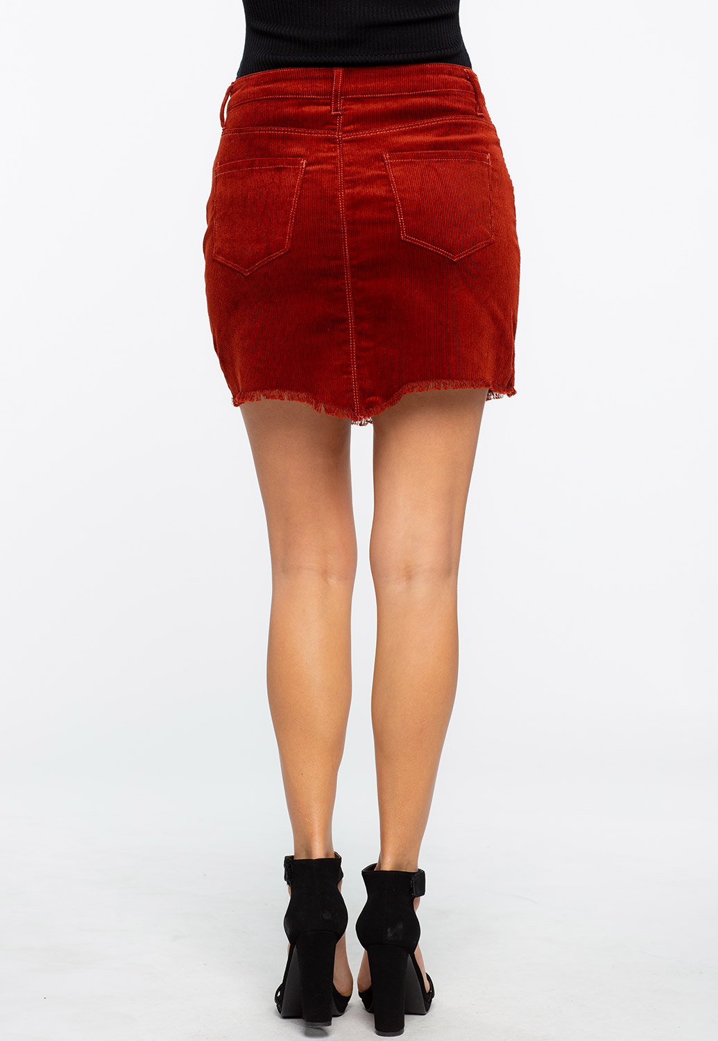 Raw Hem Corduroy Mini Skirt 