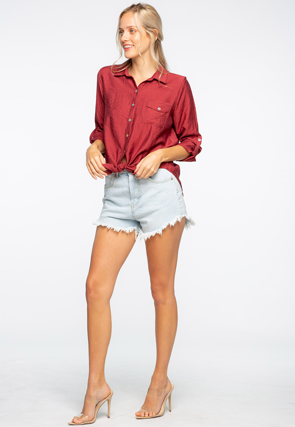 Button Up Long Sleeve Blouse