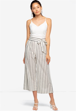 Pinstriped Tie Front Pants