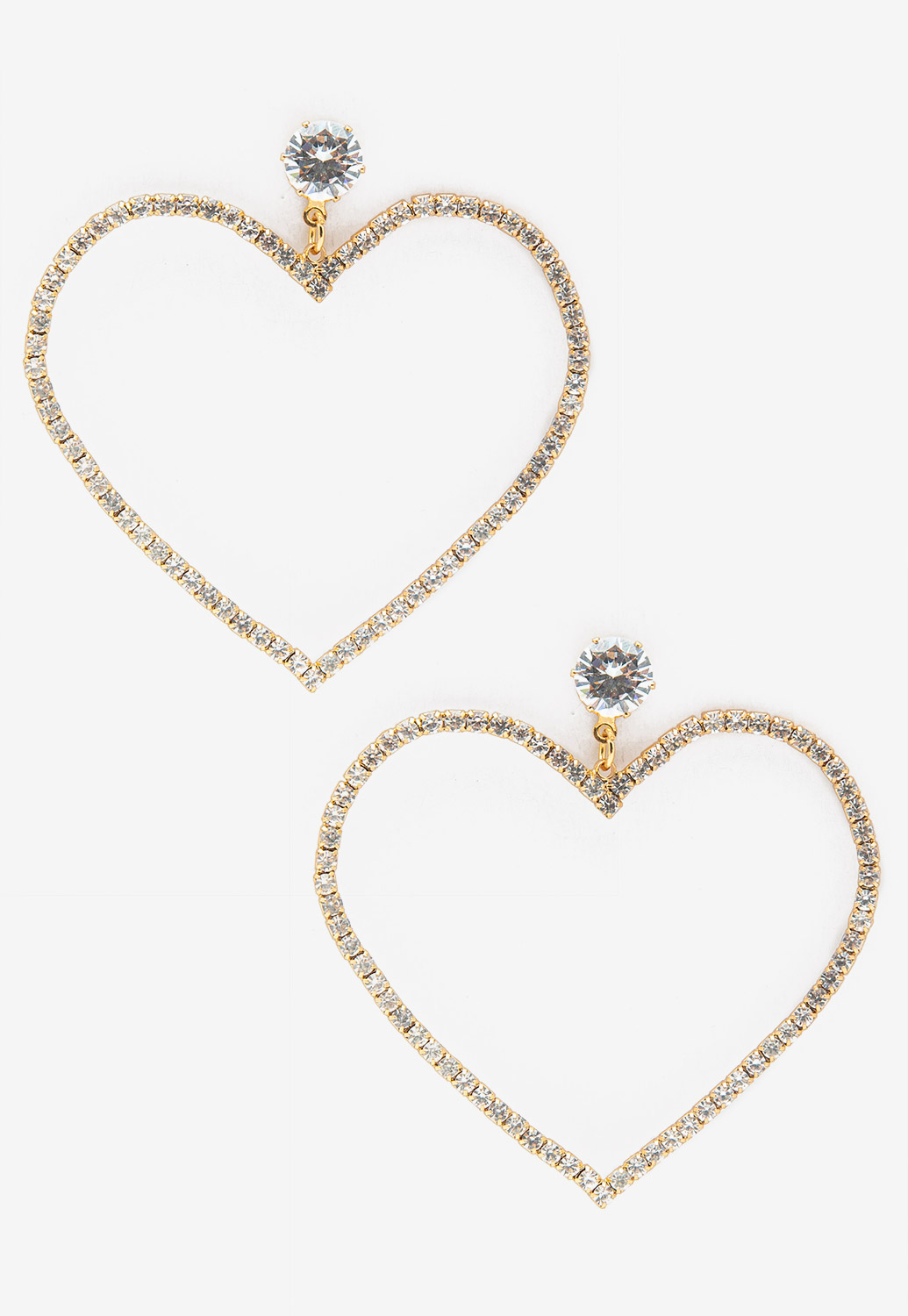 Love Heart Shaped Rhinestone Dangle Earrings
