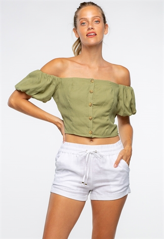 Front Tie Casual Linen Shorts 