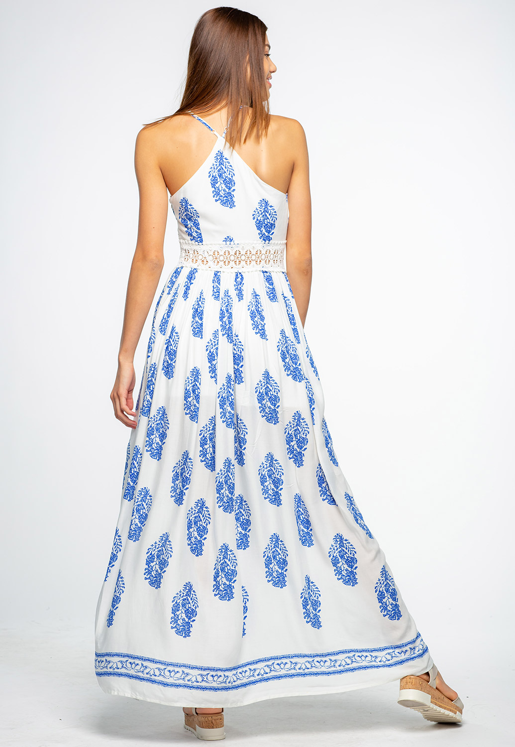 Summer Vibe Leaf Printed Maxi Dress With Front Slit