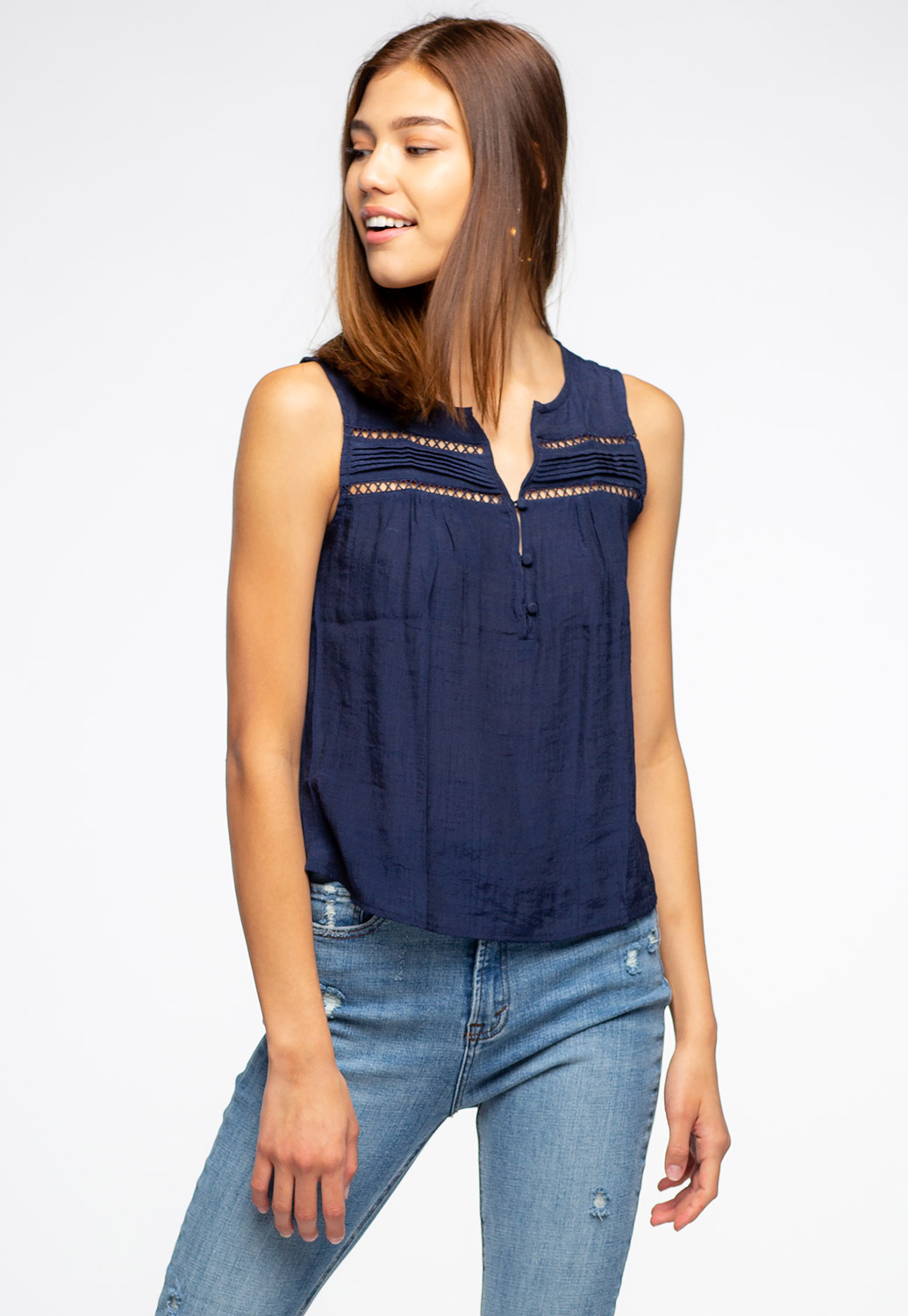 Sleeveless Lace Cut-Out Detailed Top 
