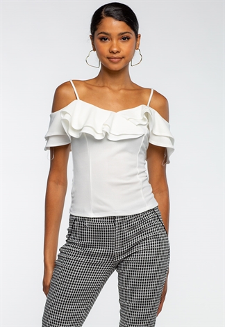 Cold Shoulder Ruffle Dressy Top 