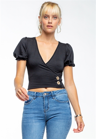 Puff Sleeve Button Detailed Top 