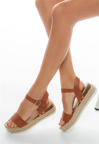 Double Strap Faux Leather Wedge Sandals