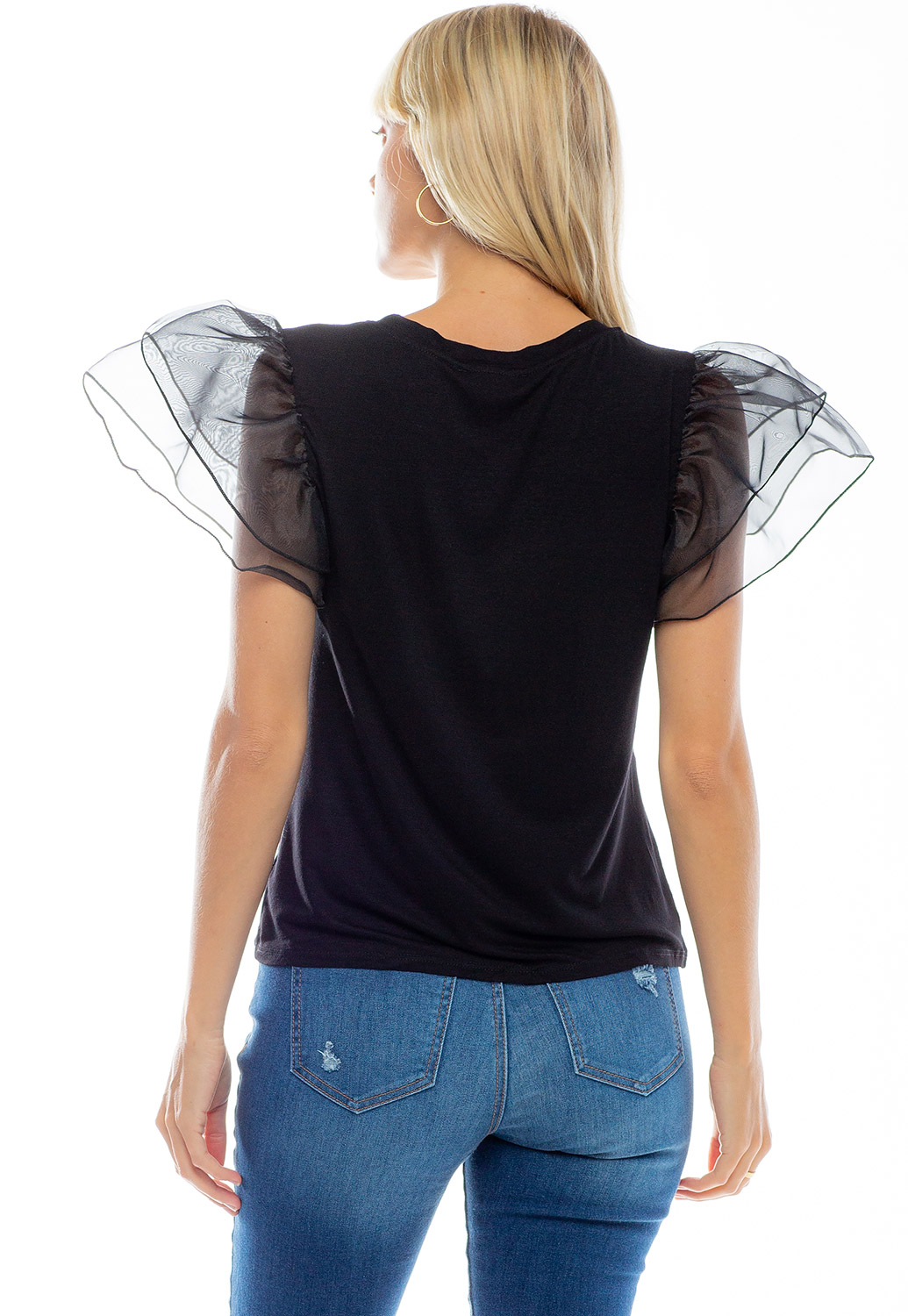 Ruffle Sleeved Graphic Top 