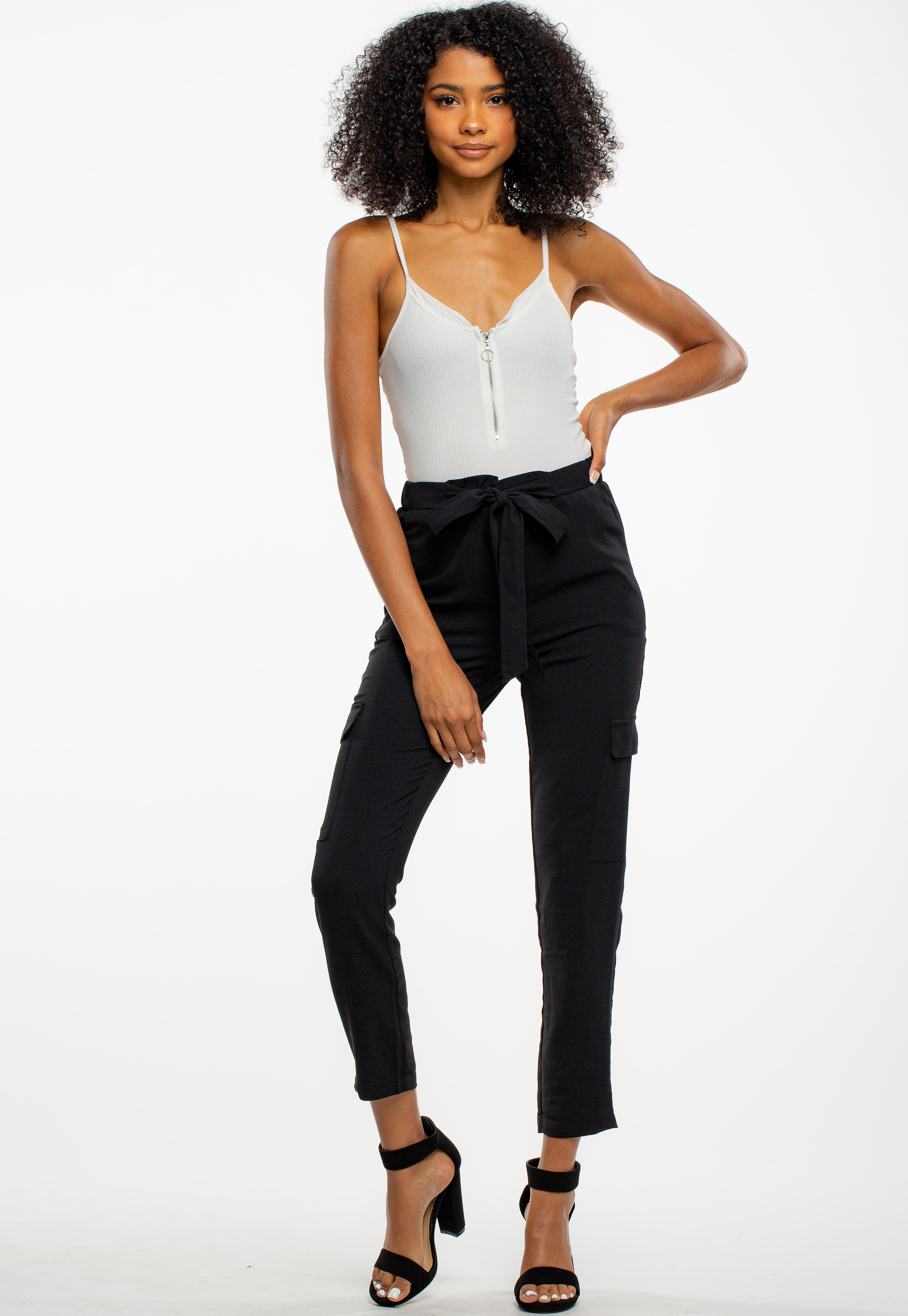 Waist Tie Dressy Long Pants With Pockets