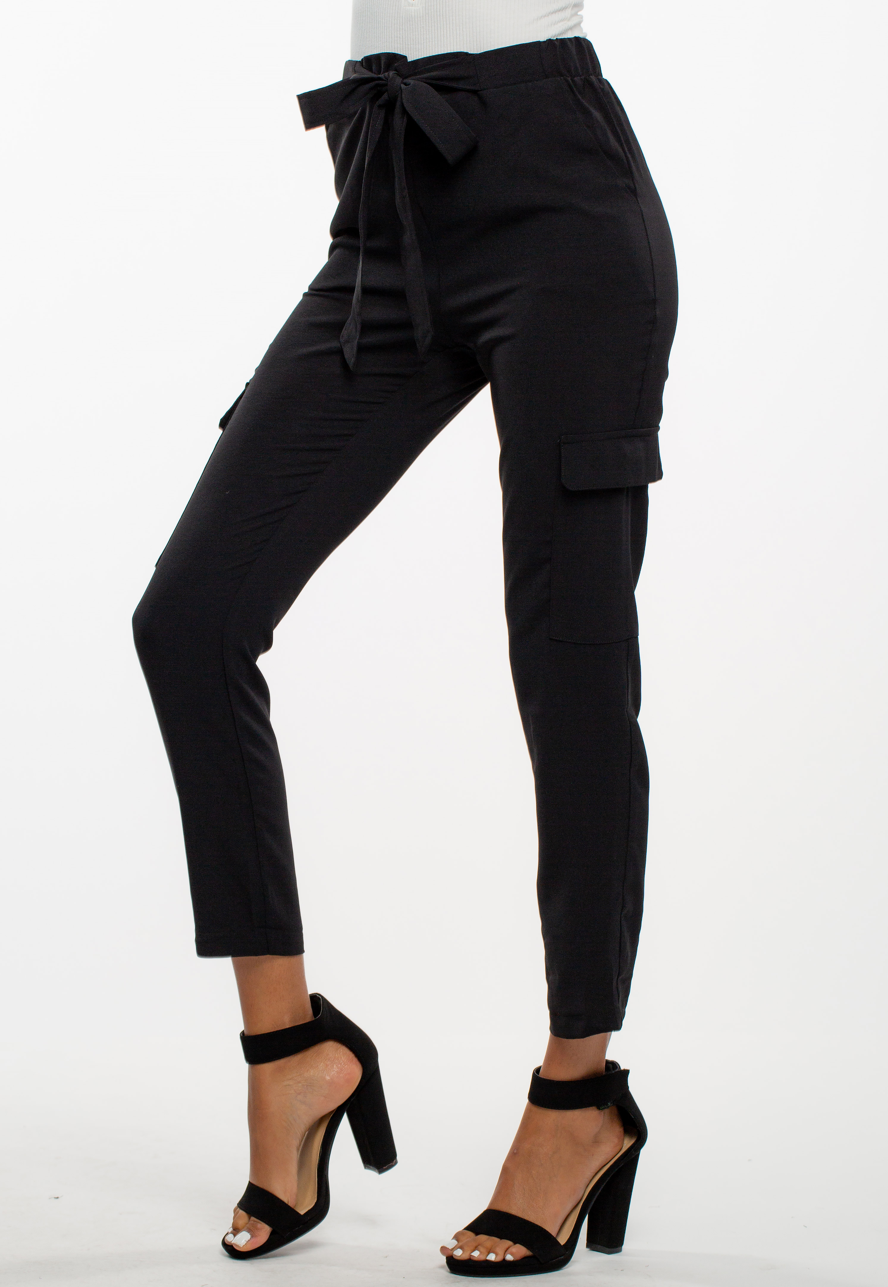 Waist Tie Dressy Long Pants With Pockets