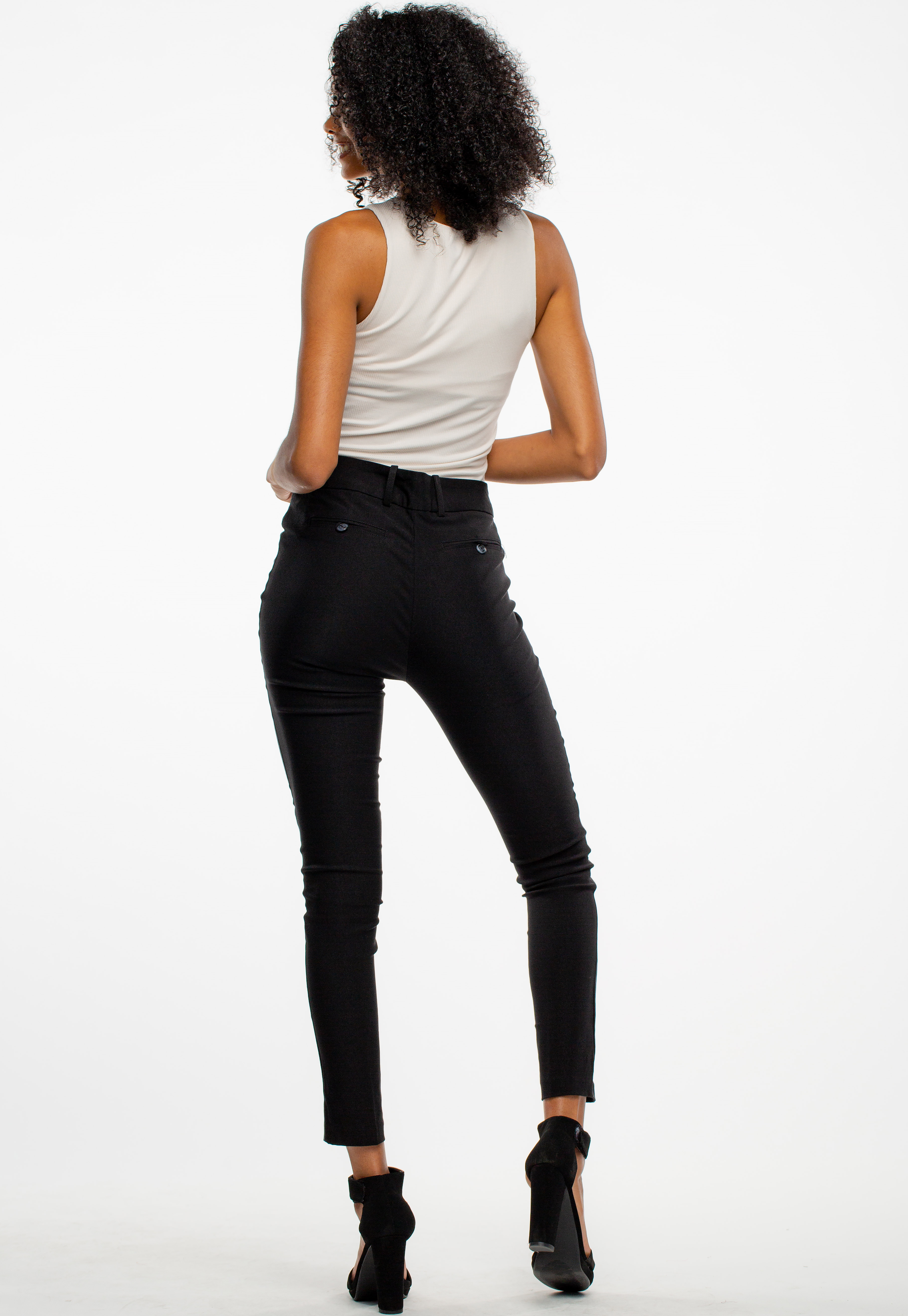 Black Dressy Long Pants With Buttons