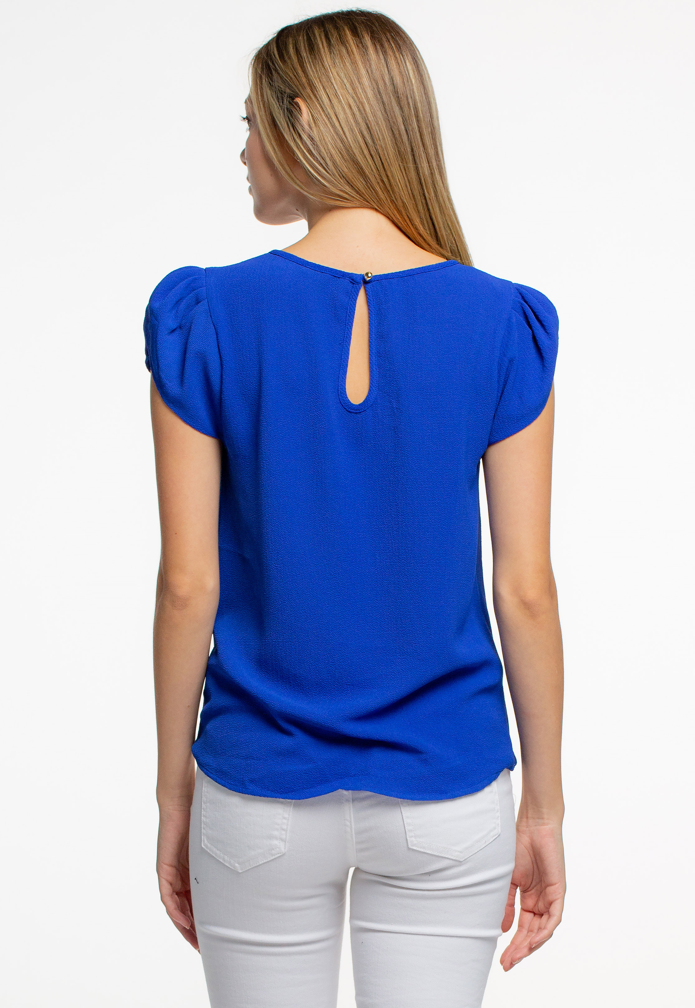 Front Shirred Round Neck Blouse