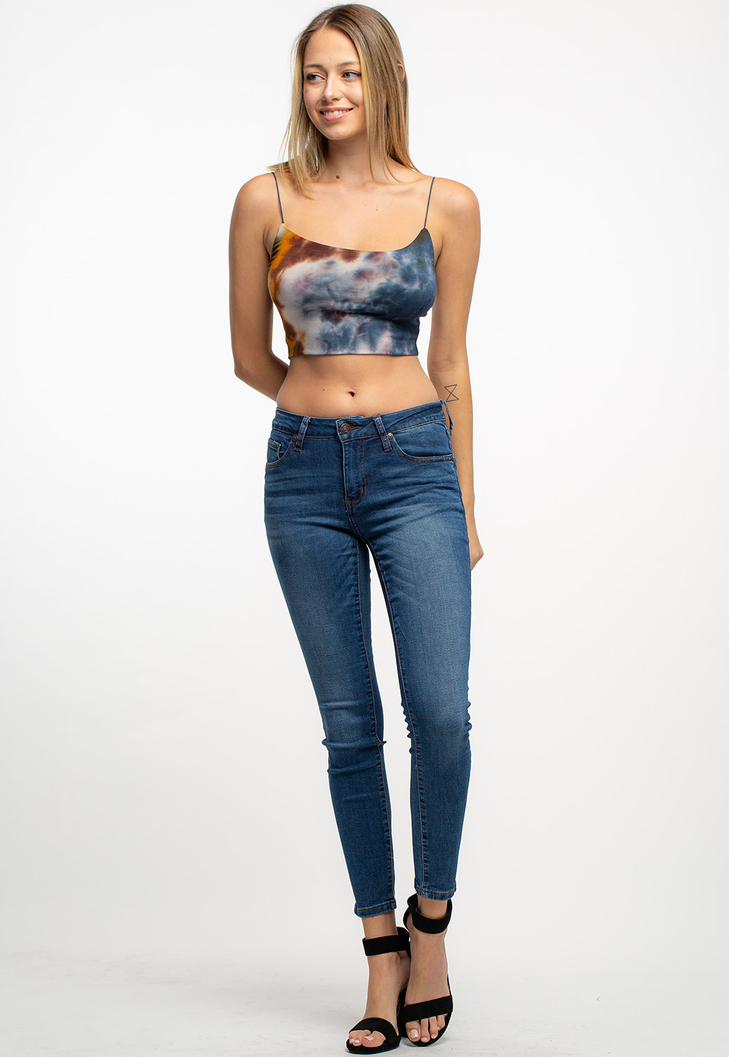 Tie-Dye Strappy Crop Top And Pants Set