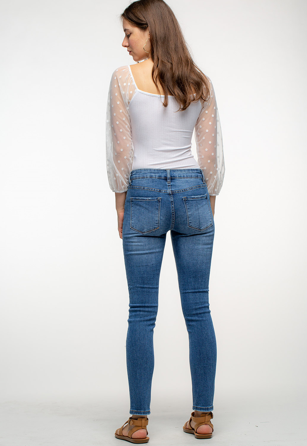 Mid-Rise Distressed Denim Skinny Jeans