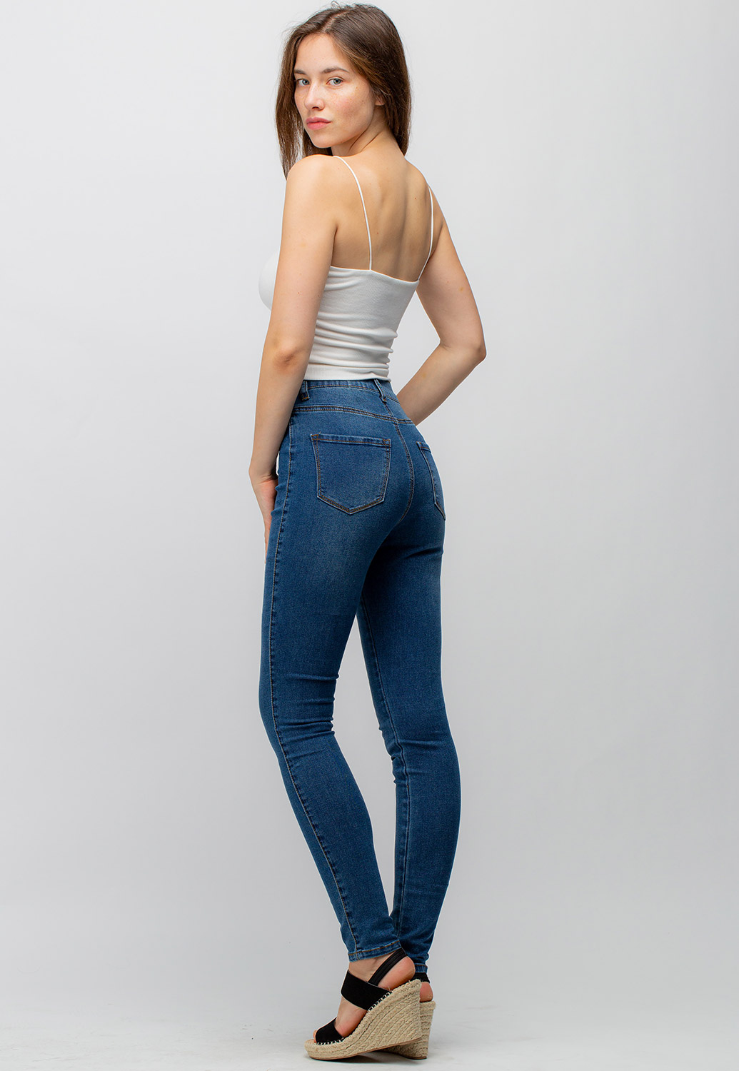 High-Waisted Skinny Denim Jeans