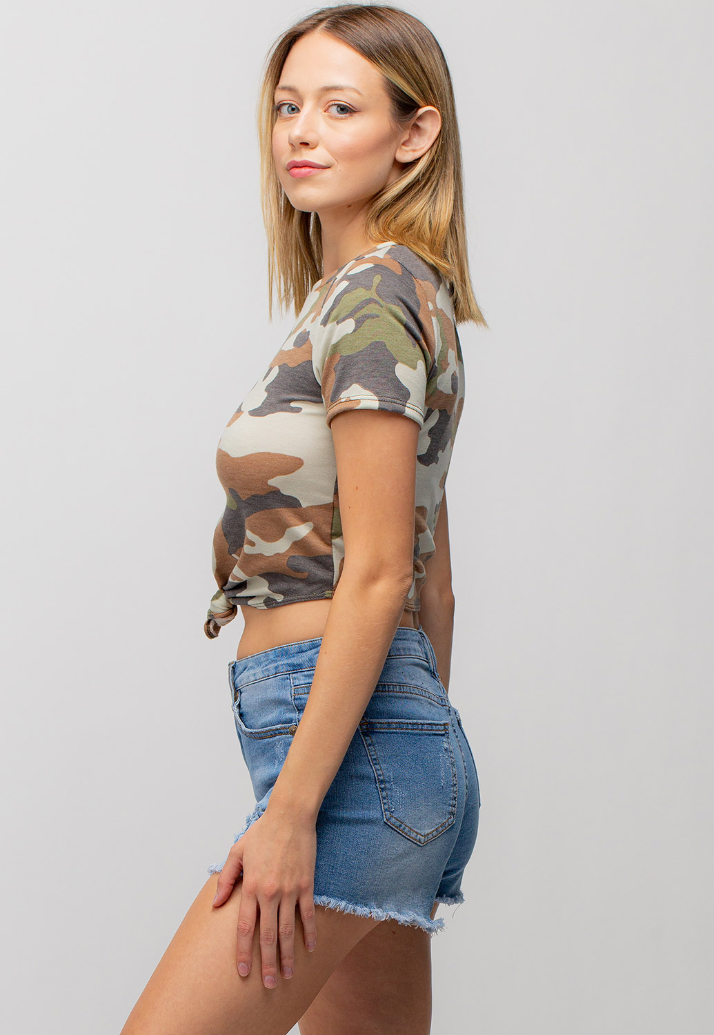 Camouflage Tie Knot Front Top