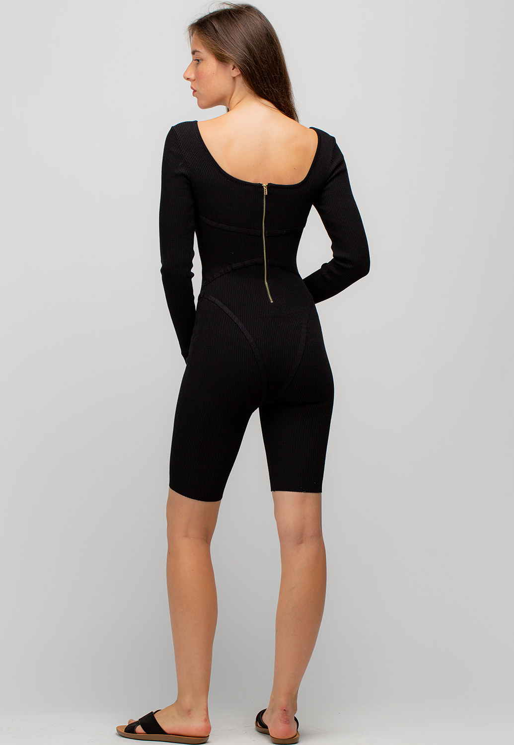 Scoop Neck Ribbed Fitted Romper