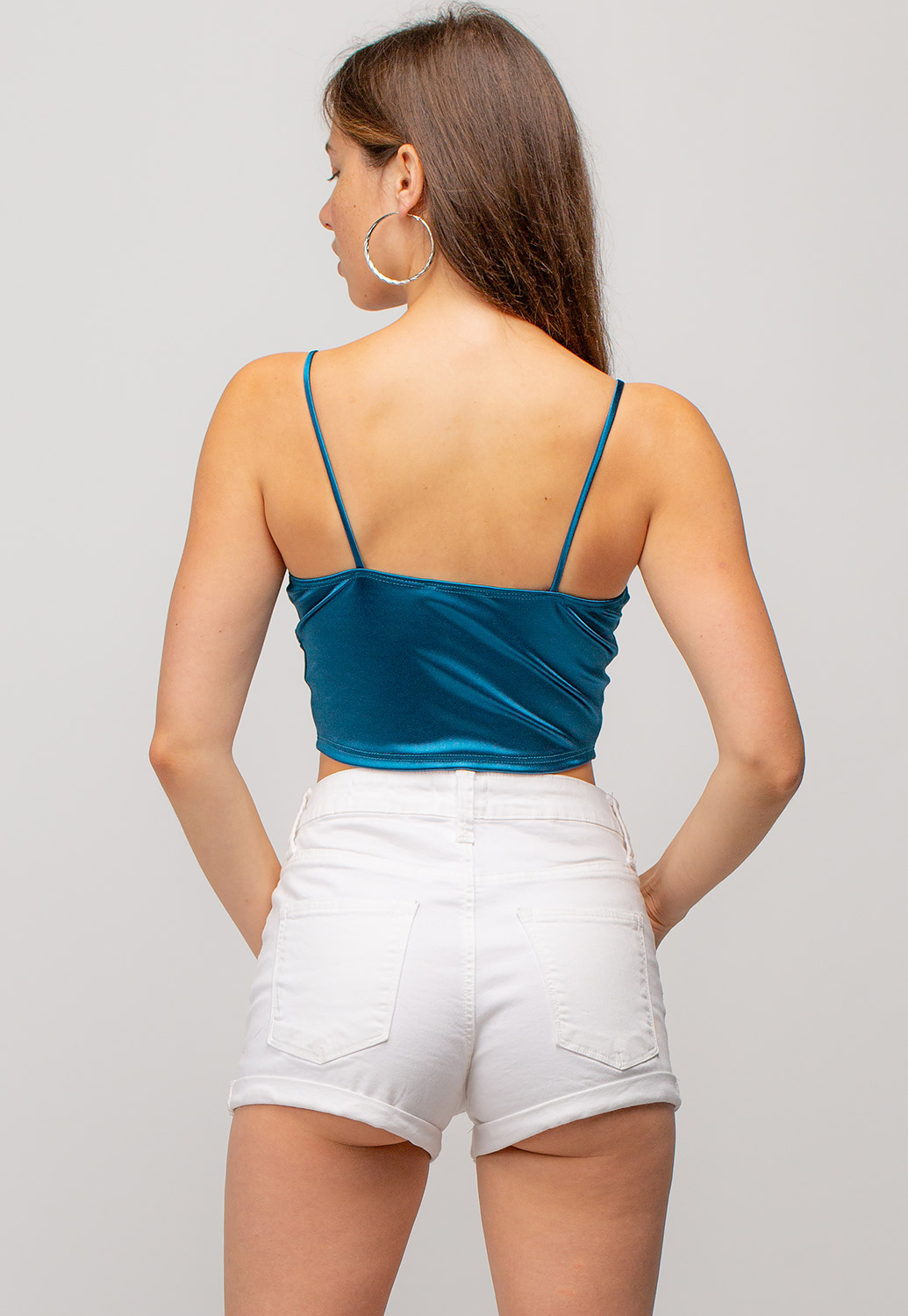 Deep V-Neck Strappy Cropped Top 