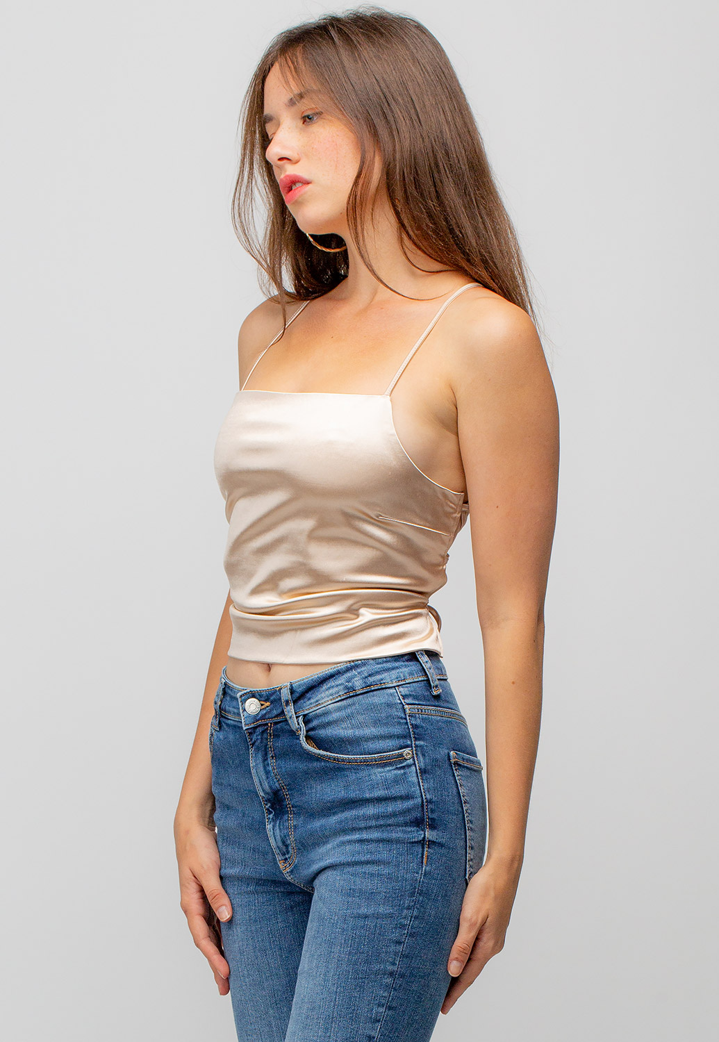 Strappy Cropped Top With Open Tie Back 
