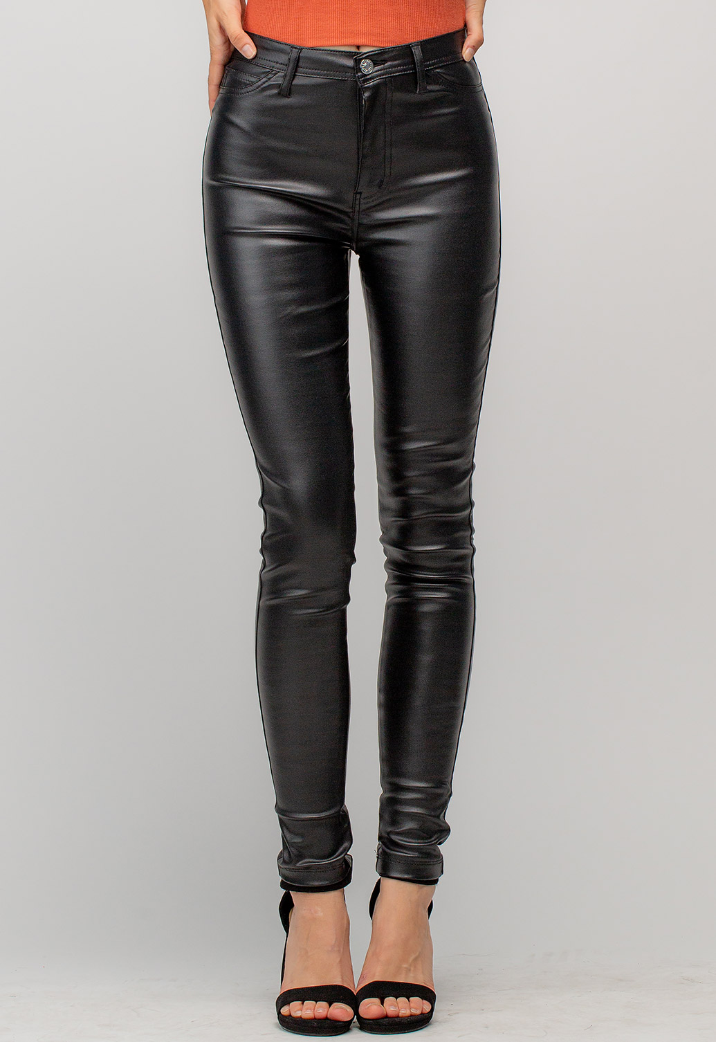 Faux Leather Long Skinny Pants 