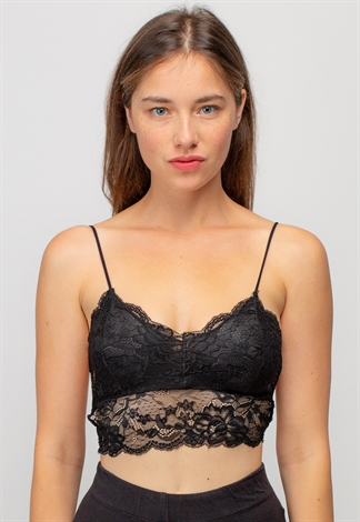 Floral Lace Strappy Bralettes With Cross Back 
