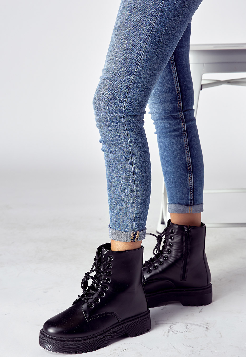 Black Lace Up Ankle Boots