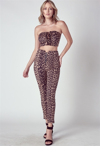Leopard Crop Top & Pants Set
