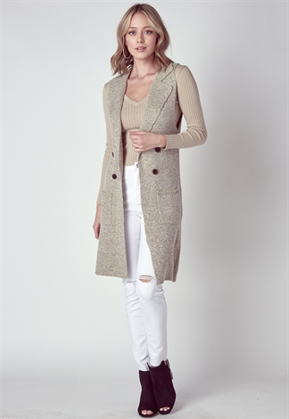 Fall Trendy Sleeveless Button Detailed Cardigan