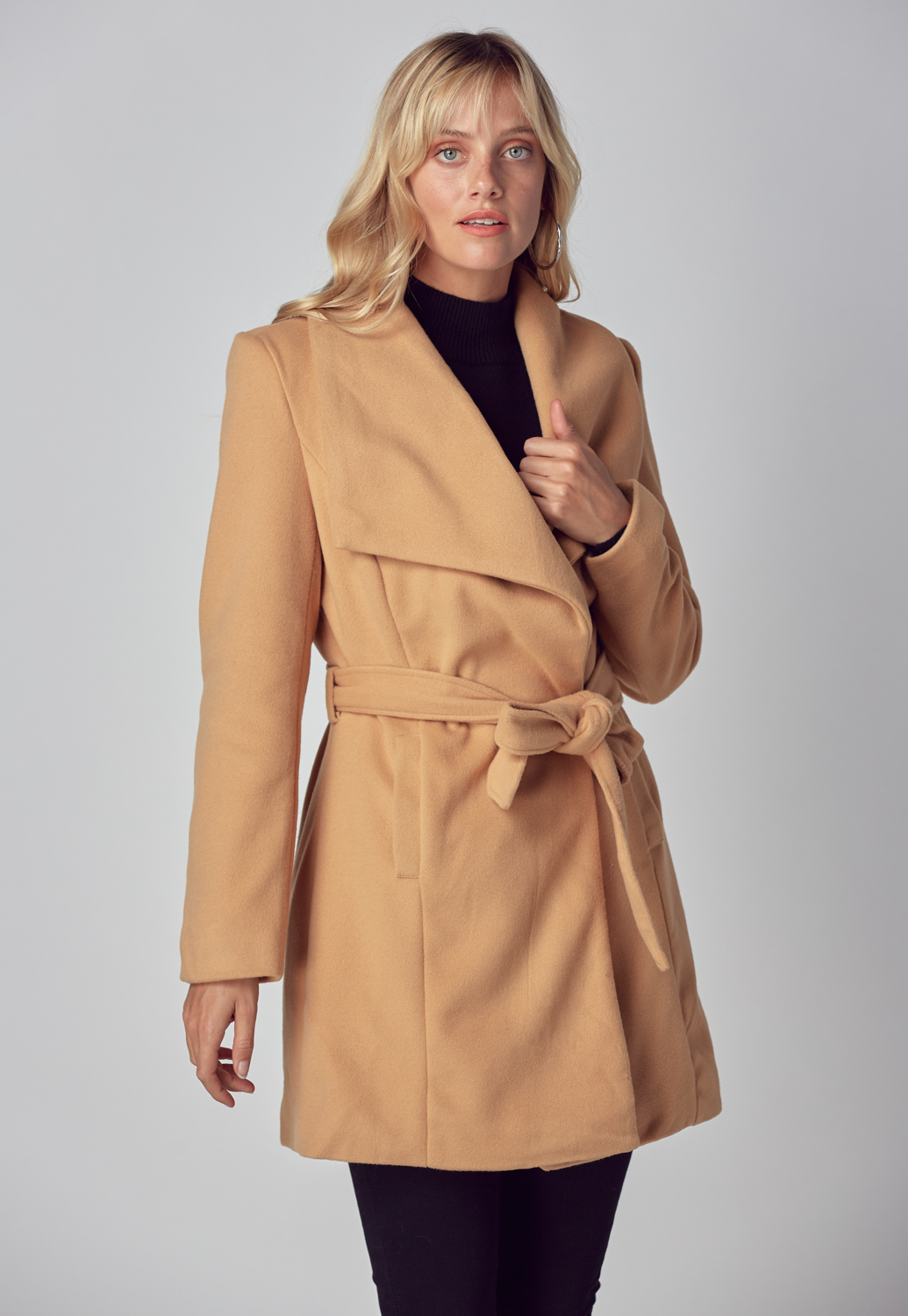 Belted Wrap Front Coat