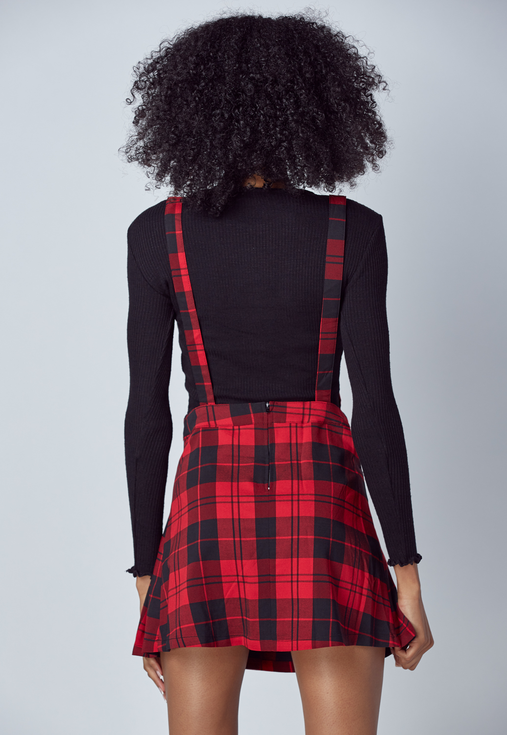 Fall Must Have Plaid Overall Pleated Skirt 