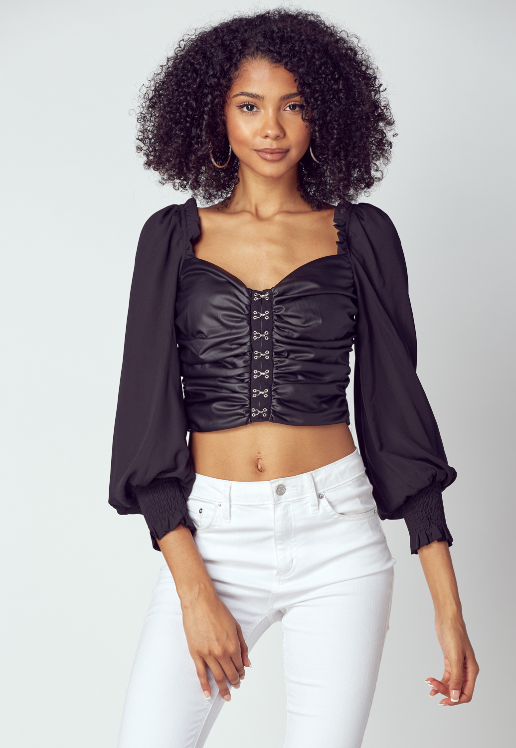Hook And Eye Faux Leather Bustier