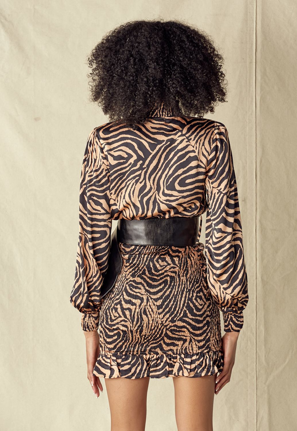 Front Belted Animal Print Dress