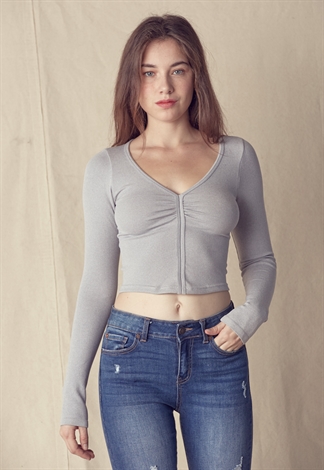 Fitted V-Neck Crop Top