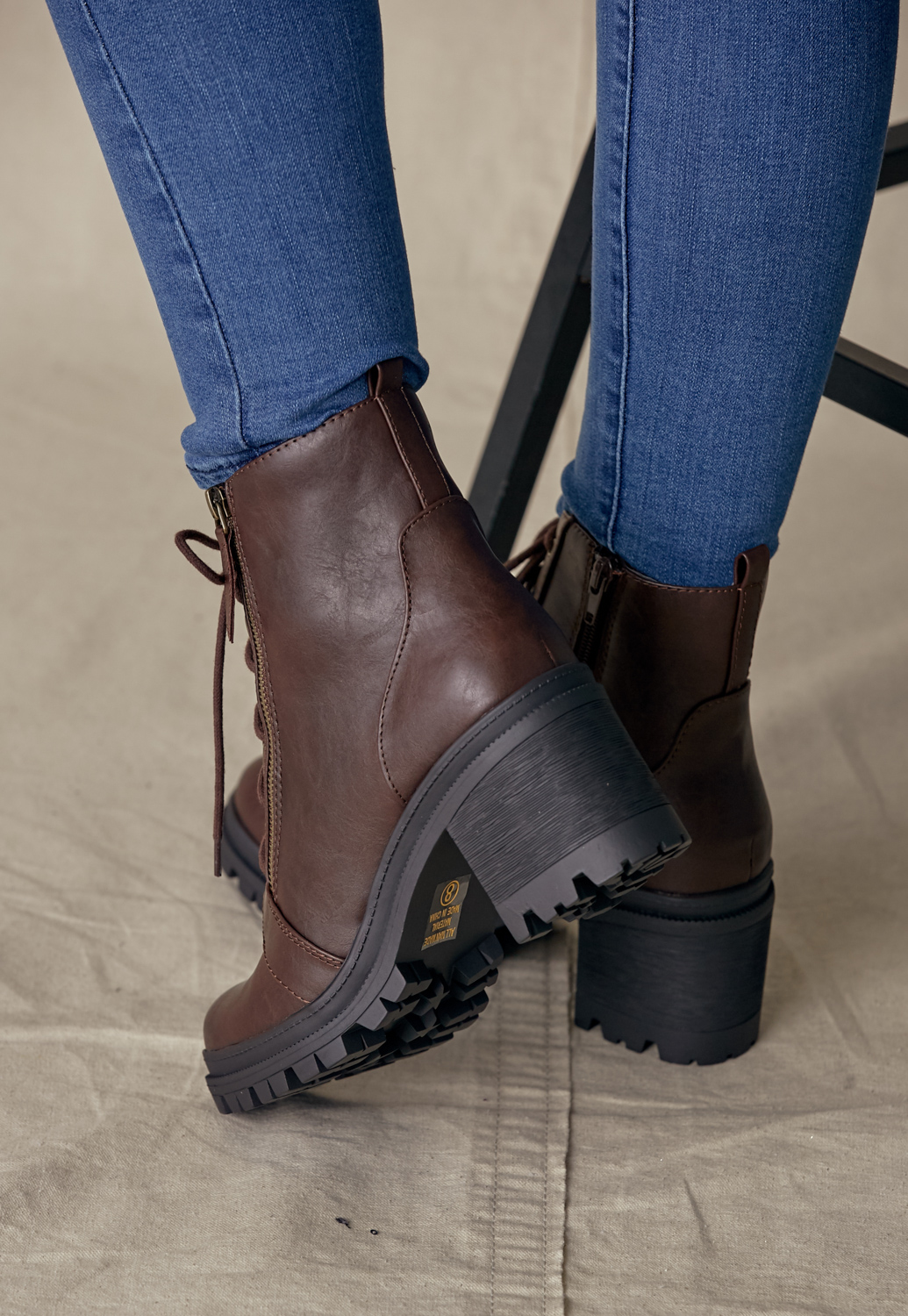 Lace Up Heel Combat Boots