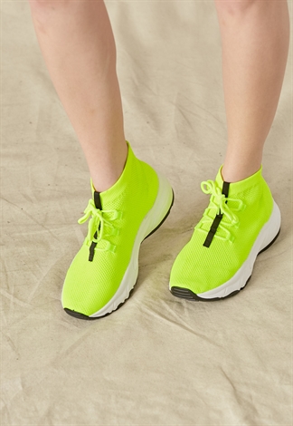 Neon Stretch-Knit High-Top Sneakers 