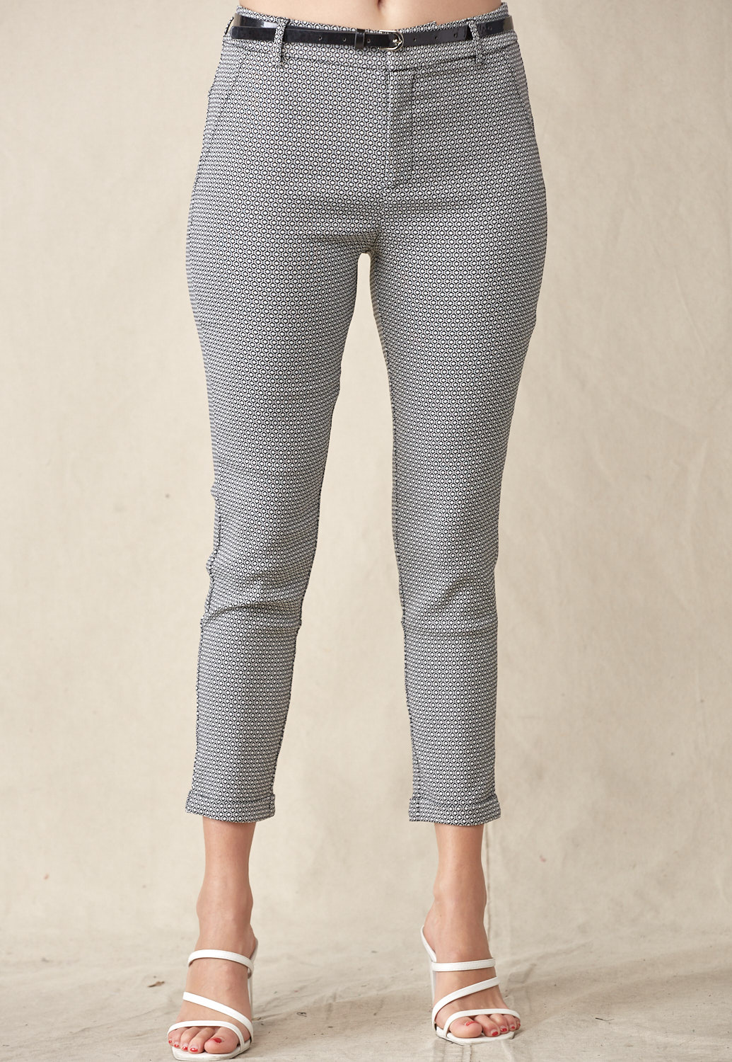 Belted Roll-Up Skinny Pants