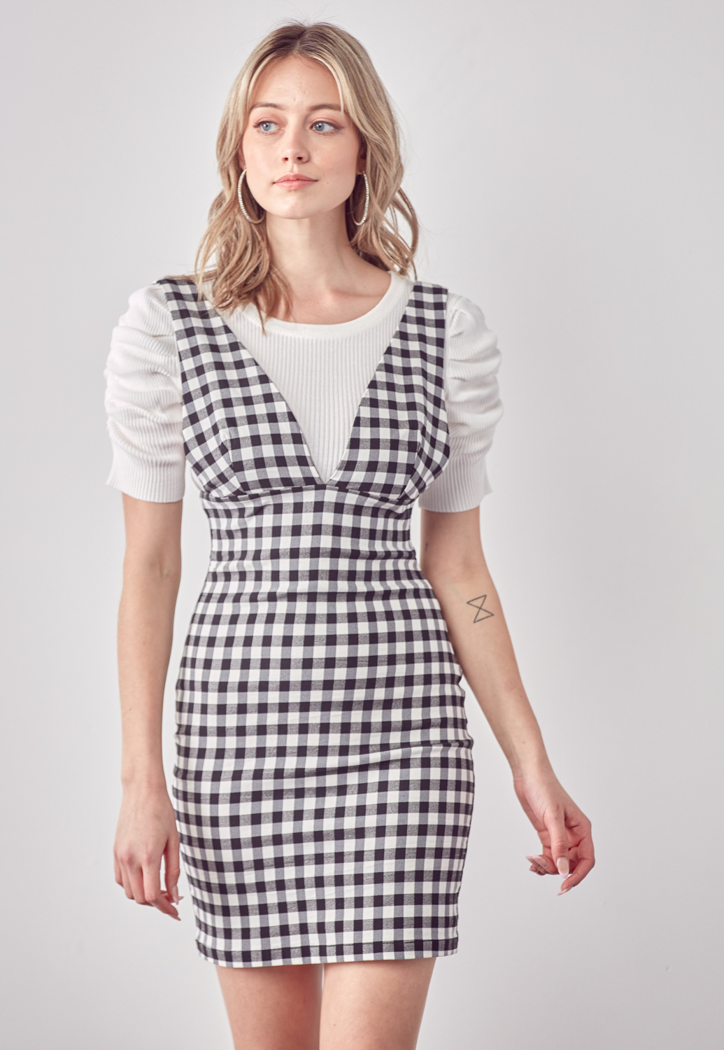 Black & White Plaid Mini Dress | Shop Sale at Papaya Clothing