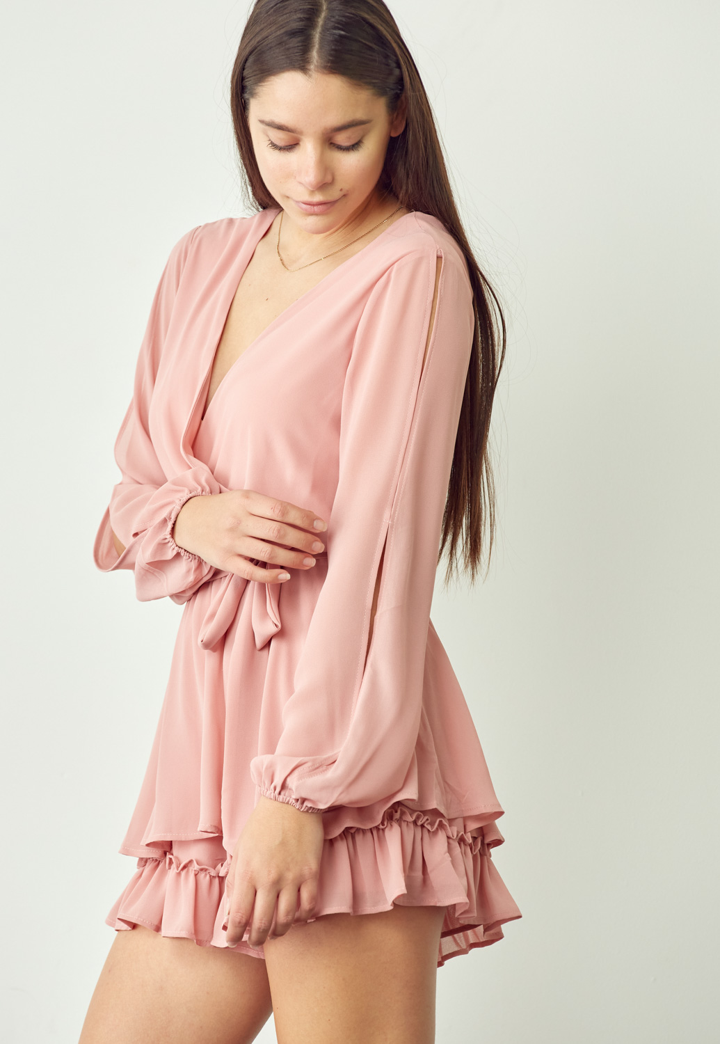 Wrap Cut Out Sleeve Romper
