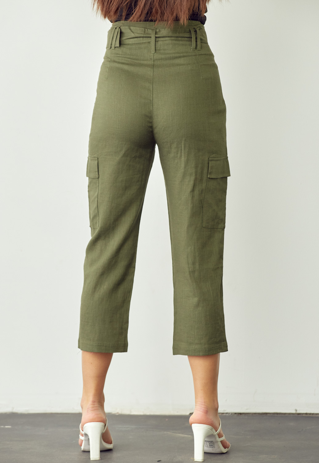 Belted Linen Pocket Pants