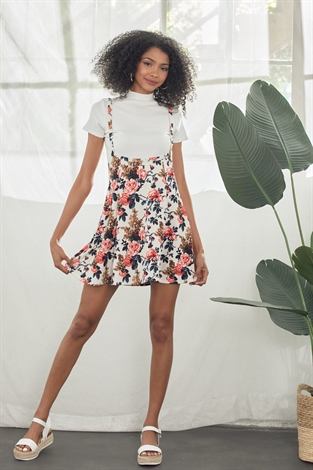 Floral Print Overall Dress