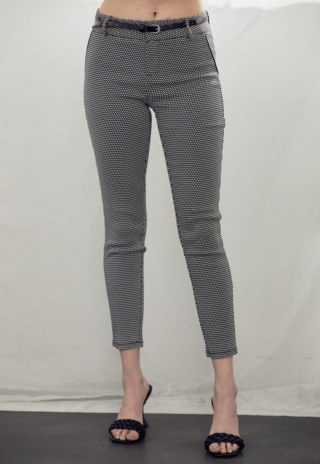 Belted Ankle Skinny Pants