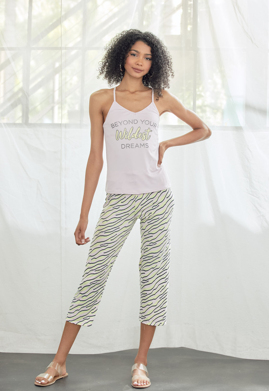 Printed Pajama Top & Pants Set