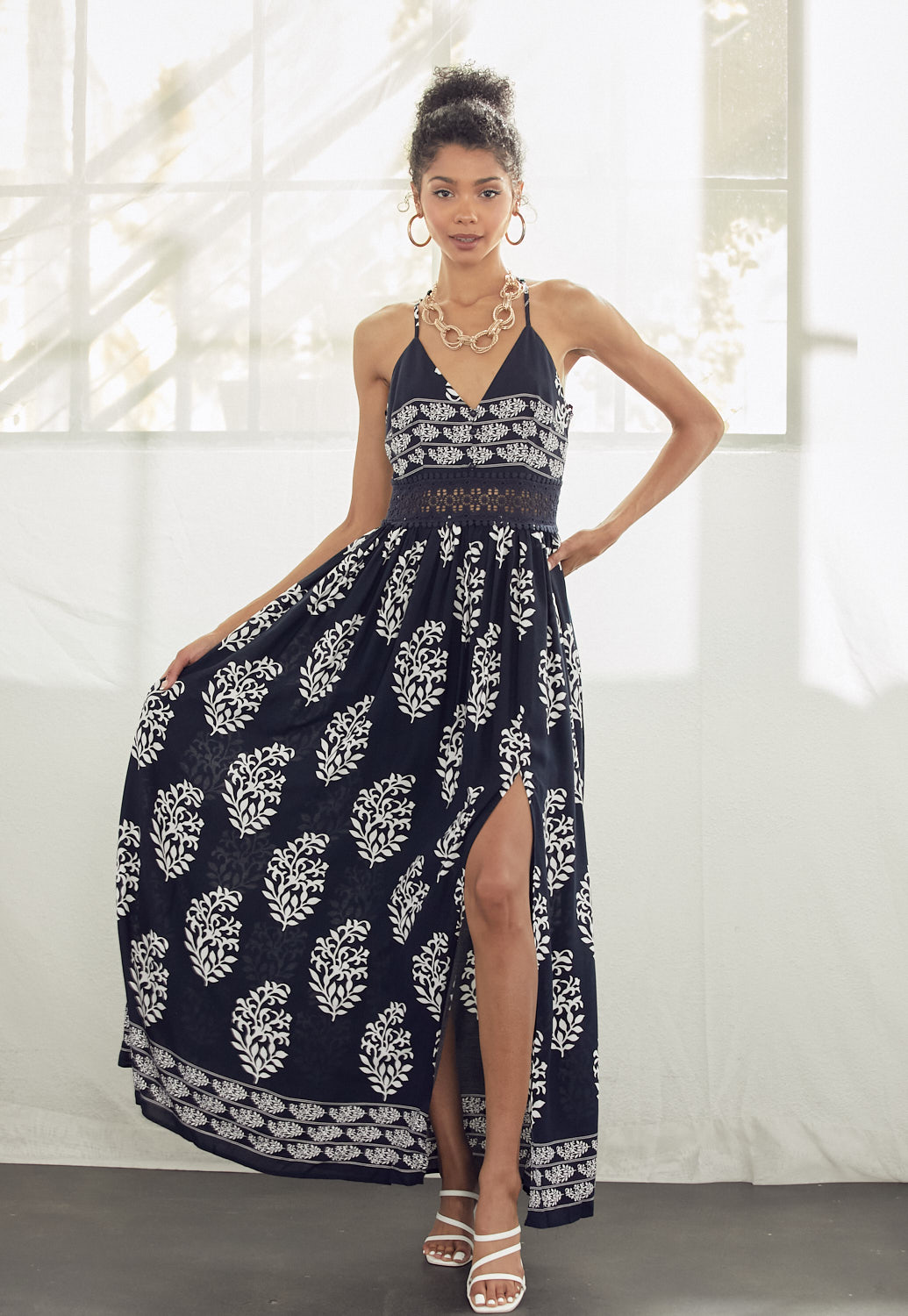 Crochet-Trimmed Maxi Dress