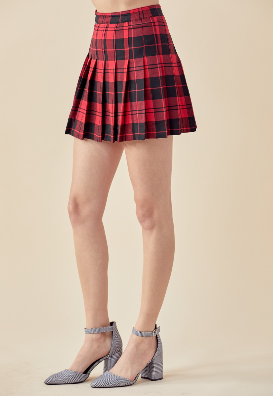 Plaid Pleats Skirt