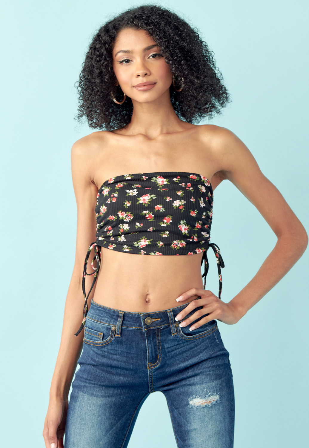  Ribboned Floral Cropped Top