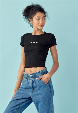 Daisy Patched Ribbed Tee